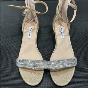 Nina Gold and Silver Heels with Glamorous Embellishments- Brand New